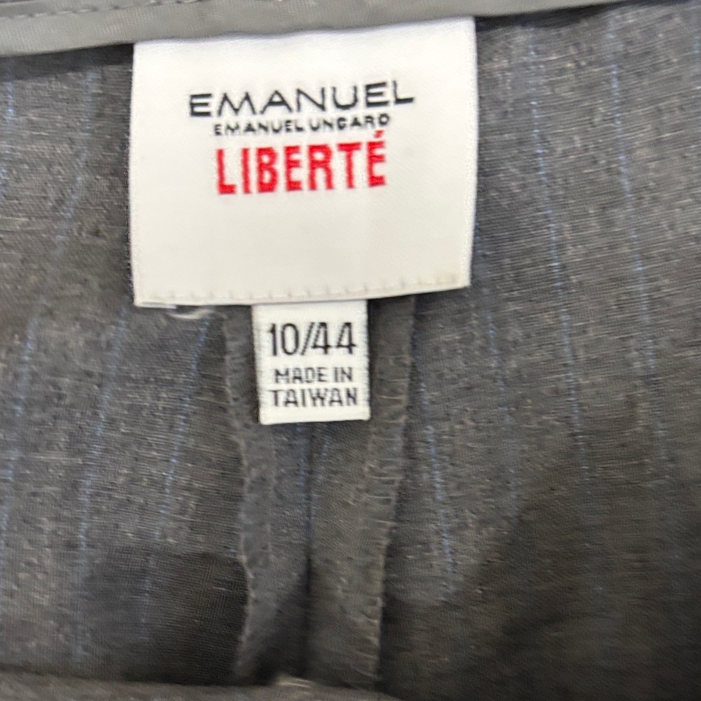 Vintage 90s Emanuel Ungaro liberte Gray Dress Pants w/ blue pin stripes sz 10/44 - Picture 2 of 6